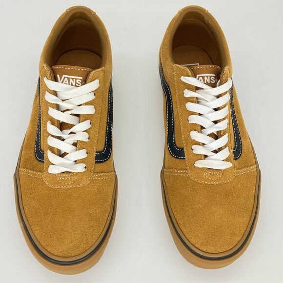 New VANS Ward Sneakers Mens 8.5 Brown Black Gold Suede Mesh Gum Sole VN0A5HTSCL6 main image 4